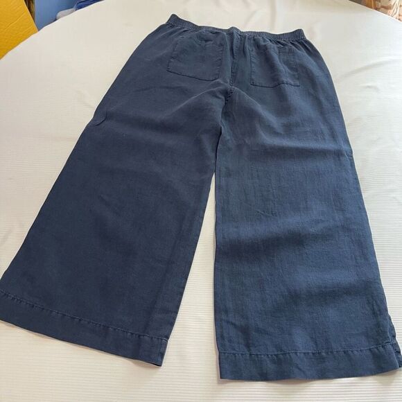 Michael Stars Blue Linen Cropped Crop Pants Size Medium - Picture 8 of 9